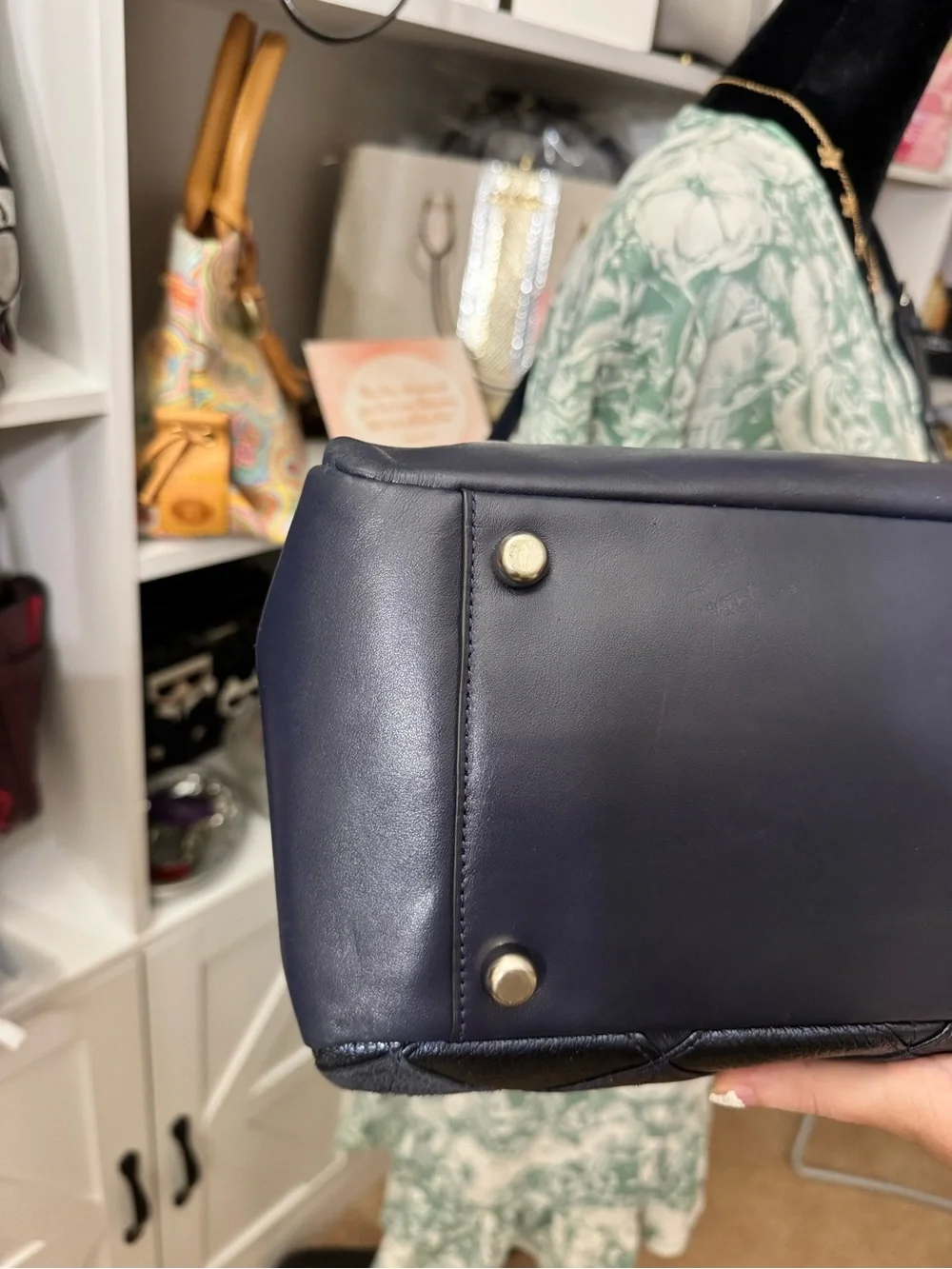Coach Blue and Black Patchwork Morgan Satchel